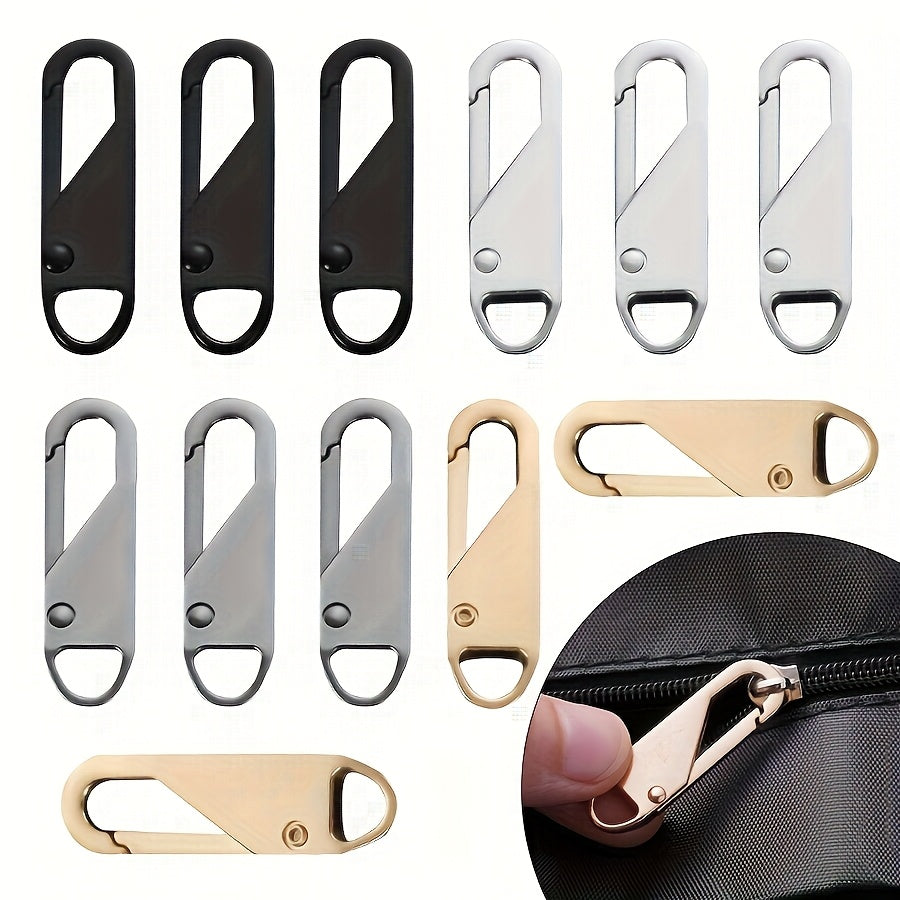4 piezas de cabezales de cremallera de repuesto - Correas de bolsa negras para bolsos de viaje, ropa y manualidades, chaquetas, mochilas y bolsos, etc., deslizador de metal multicolor duradero, fácil de instalar, cabeza extraíble - Negro
