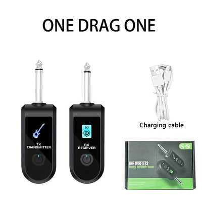 ESAY sistema de radio para guitarra, con batería recargable incorporada, transmisor y receptor sin varillas de audio con bajo, conector 6.35mm para guitarras eléctricas, bajos, violines eléctricos, teclados electrónicos e instrumentos musicales y efectos