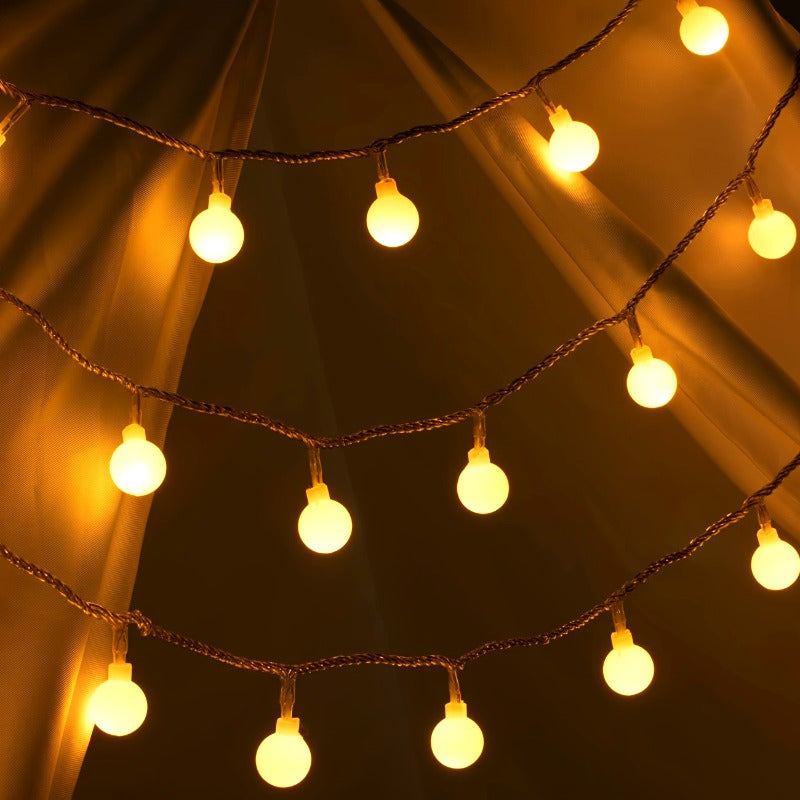 1 pieza de luces de bolas LED alimentadas por USB - 8 modos de iluminación, colores mixtos, PVC duradero para bodas, fiestas, decoración del hogar, dormitorio, habitación, pared, tienda y decoraciones de Ramadán, luces para decoración, iluminación festiv