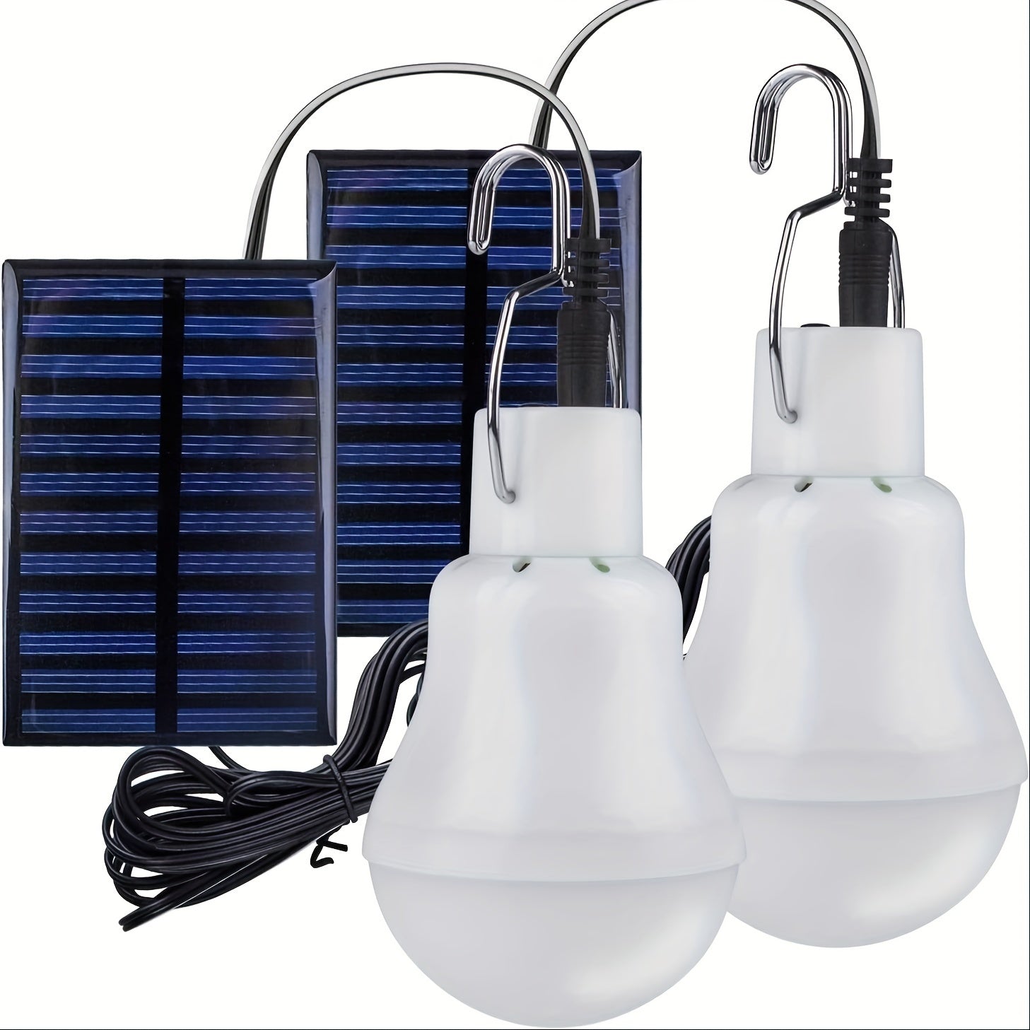 Bombilla LED Externa con Energía Solar y Panel Solar - Recargable, Eficiente en Energía, Lámpara Colgante para Jardín y Camping