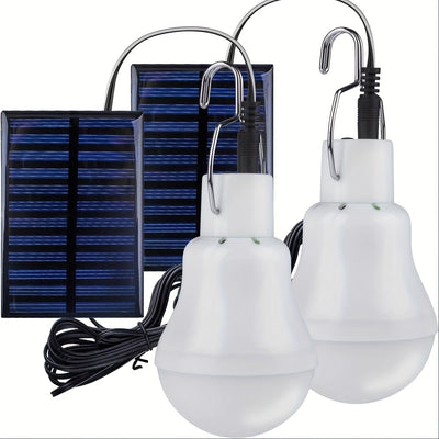 Bombilla LED Externa con Energía Solar y Panel Solar - Recargable, Eficiente en Energía, Lámpara Colgante para Jardín y Camping