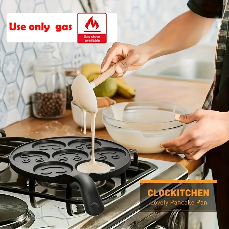 Mini Sartén para Panqueques de 7 Moldes – Antiadherente, Aleación de Aluminio Duradera para Limpieza Fácil y Formas Divertidas en la Hora del Desayuno