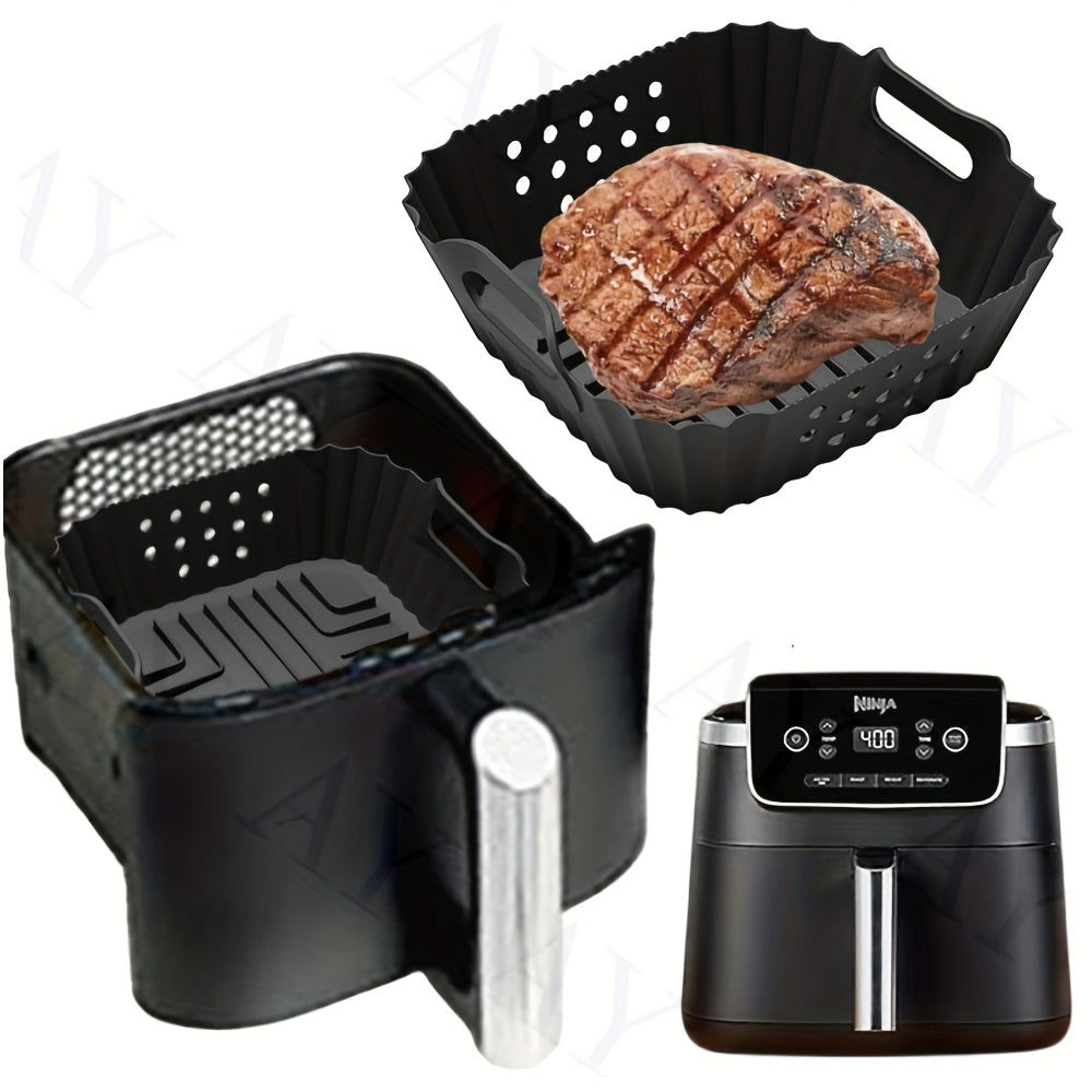 22.86 cm Forros de silicona reutilizables cuadrados para freidora de aire Ninja AF140 AF141 AF180 AF181 para freidora de aire Philips HD9270 Accesorios de horno para cesta de silicona para hornear