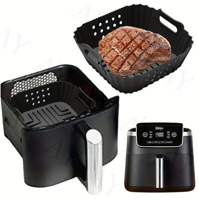 22.86 cm Forros de silicona reutilizables cuadrados para freidora de aire Ninja AF140 AF141 AF180 AF181 para freidora de aire Philips HD9270 Accesorios de horno para cesta de silicona para hornear