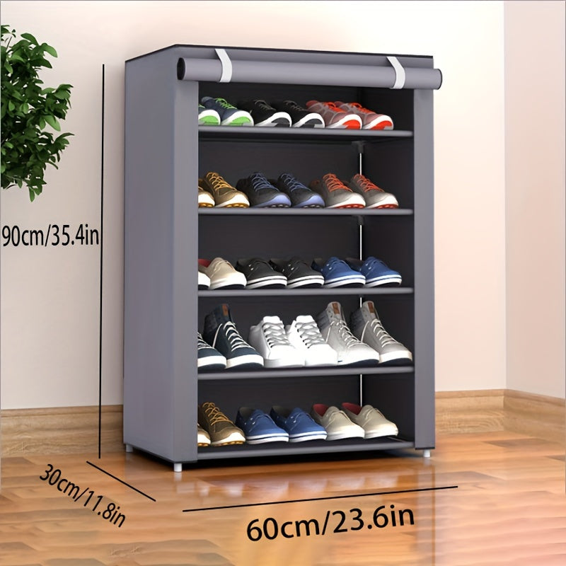 [Organizador de Zapatos Metálico Independiente] Organizador de Zapatos Metálico Independiente de 6-10 Niveles - Diseño Resistente a la Intemperie, Fácil de Montar - Amplia Capacidad de 3.2 Pies Cúbicos, Menos de 30 Lbs, 27 Pulgadas de Altura, Cubierta a