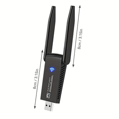 Adaptador WiFi USB AC1300M de doble banda - Adaptador de red inalámbrica de doble banda 2.4GHz/5GHz para portátil/ordenador, sin controlador, compatible con Windows Vista/XP/7/8/10/11, solución WiFi portátil | Diseño negro elegante | Modo de alimentación