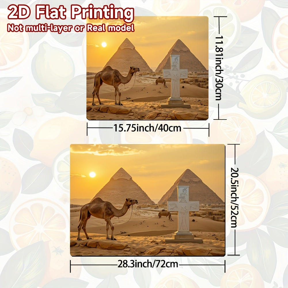 2D Plano, 1 Pieza, Diseño de Camello y Pirámide para Protector de Cubierta de Horno - Impresión 2D Plana, Poliéster, Fácil de Limpiar, Almohadilla de Cocina Multiusos para Estufa, Lavadora, Secadora, Drenaje de Cubiertos, Alfombra Decorativa, Cubierta de