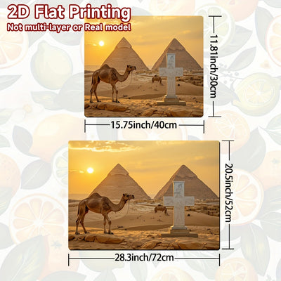 2D Plano, 1 Pieza, Diseño de Camello y Pirámide para Protector de Cubierta de Horno - Impresión 2D Plana, Poliéster, Fácil de Limpiar, Almohadilla de Cocina Multiusos para Estufa, Lavadora, Secadora, Drenaje de Cubiertos, Alfombra Decorativa, Cubierta de