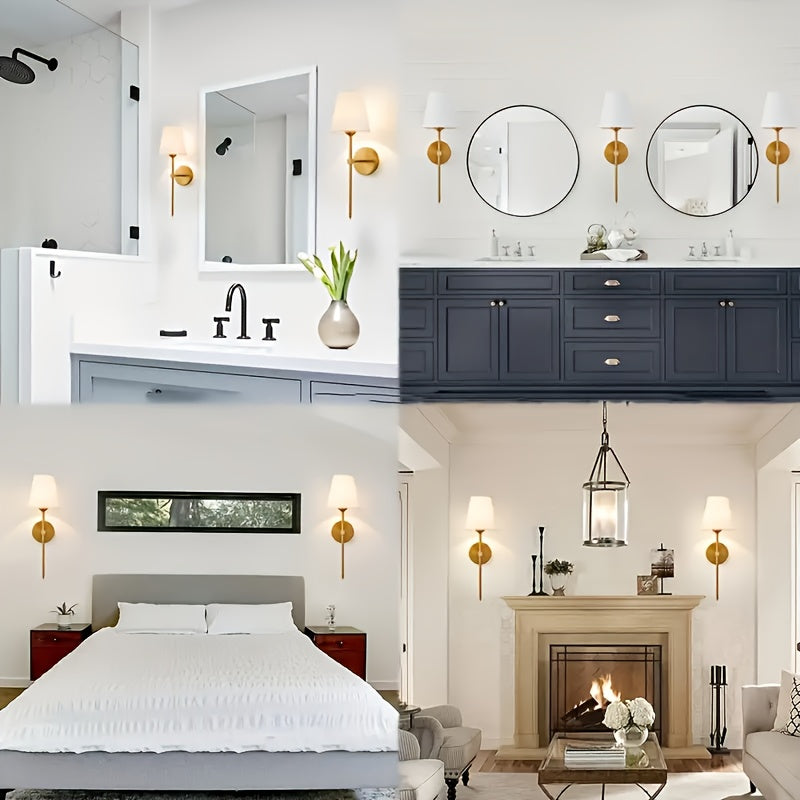 2 Piezas de Apliques Industriales Retro con Pantalla Blanca para Baño y Tocador, Iluminación de Pared para Dormitorio, Sala de Estar o Pasillo, Apliques Vintage Ideales para Restaurante, Café, Hotel, Centro Comercial (Bombilla No Incluida)