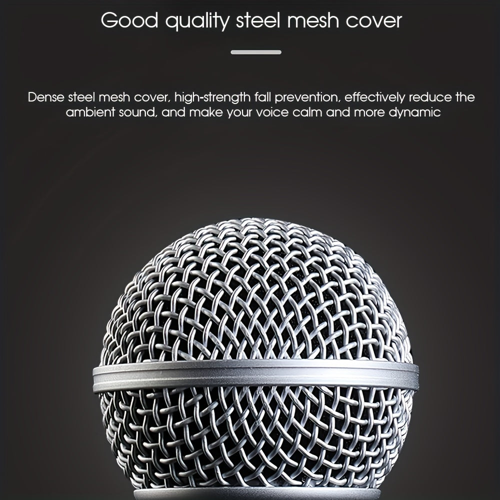 Micrófono inalámbrico Bomge SM58 profesional de metal con forma de corazón, dinámico y acústico, para uso en vivo, adecuado para actuaciones en escena, grabación de DJ, actuaciones vocales y transmisión en vivo, con conectores XLR de 3 metros y 6,35 mm.