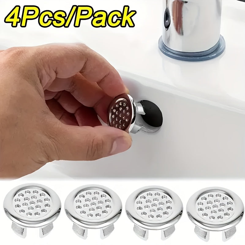 Pack de 4 Anillos para Desbordante de Fregadero con Acabado Cromado - Duraderos, Reemplazo Elegante para Lavamanos de Cocina y Baño, Instalación Fácil con Ajuste Seguro y Diseño Resistente a la Corrosión