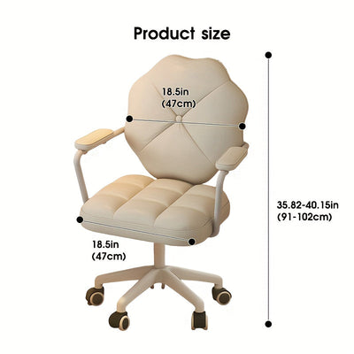 Butaca Ergonómica para Juegos de Computadora - Silla de Oficina en Blanco Crema con Estructura Metálica, Acolchado de Espuma de Alta Densidad y Soporte Trasero Sólido, Fácil Montaje para Estudio en Casa, Dormitorio o Sala de Juegos