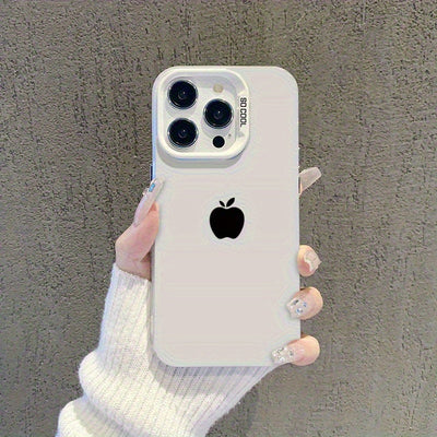 Estuche Minimalista de Negocios con Patrón de Manzana Plateada Adecuado para iPhone 16 PRO MAX, iPhone 15 PRO MAX 14 16 PLUS 15 13 12 11 7 8P X XR XS MAX, Funda Móvil Anti-Caída de Alta Estética Modelo A429TYBL68