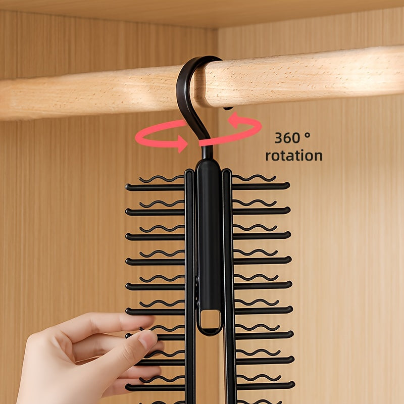 1 pieza, Organizador de corbatas multifuncional, para corbatas, bufandas, cinturones, solución de almacenamiento de armario que ahorra espacio, plástico duradero, negro, perchas para organizar corbatas, bufandas, cinturones