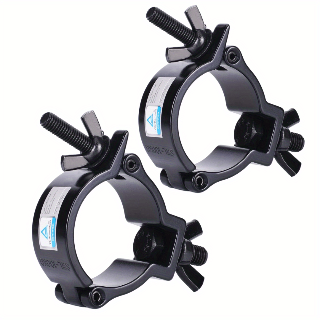 Soporte de Aluminio de Alta Resistencia para Iluminación de Escenario (Negro) Abrazadera de 2 Pulgadas para Luz de Cabeza Móvil/Luz Par/Luz de Foco, Compatible con Tubos/Tuberías de 48-51mm de Diámetro Exterior, Carga Máxima de 220lbs
