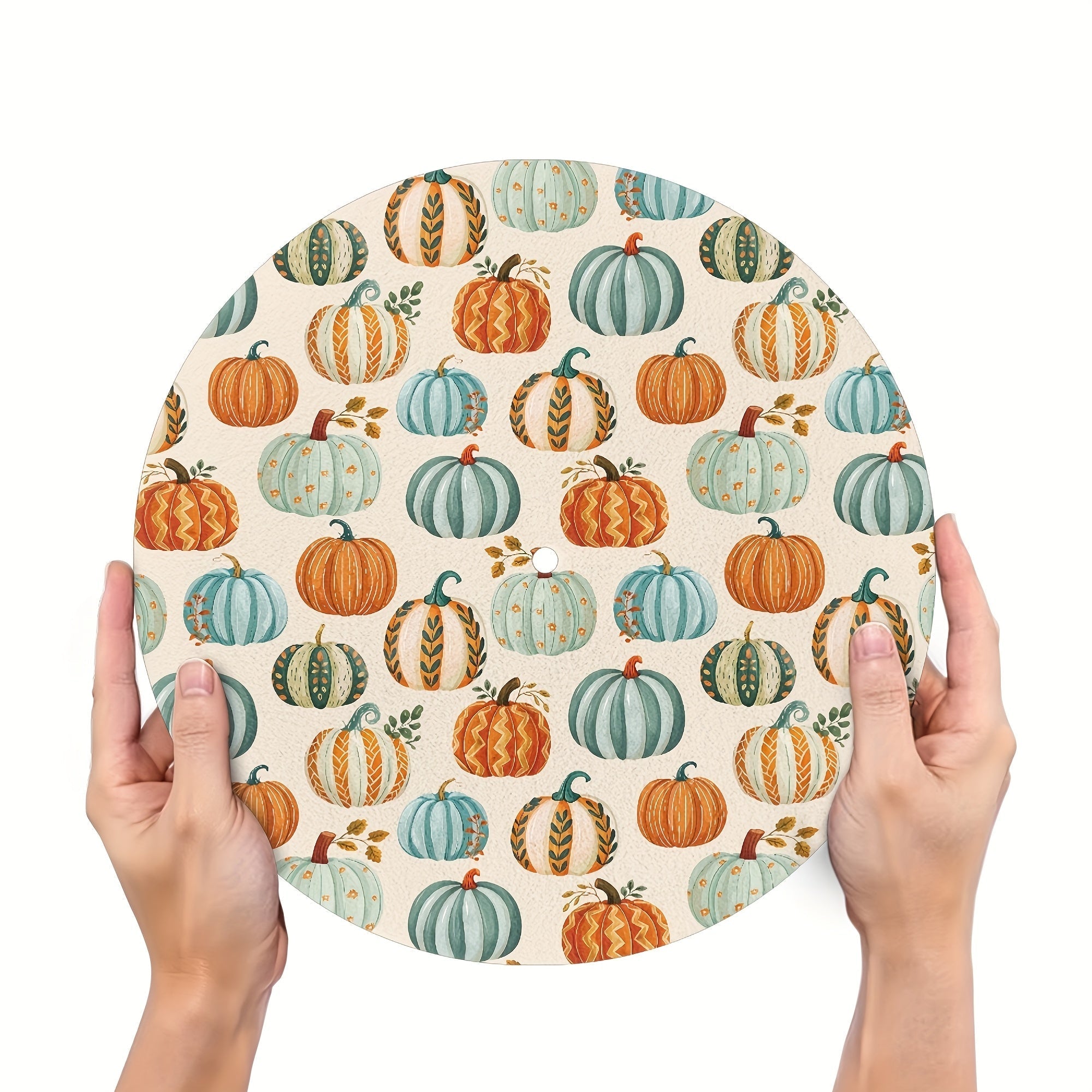 Tapete de música de disco de 12 pulgadas con patrón de calabaza de Acción de Gracias - Vinilo negro, 3 mm de grosor, antiestático, reducción de ruido y polvo, ideal para DJs, karaoke y práctica de música en casa, equipo de músicos