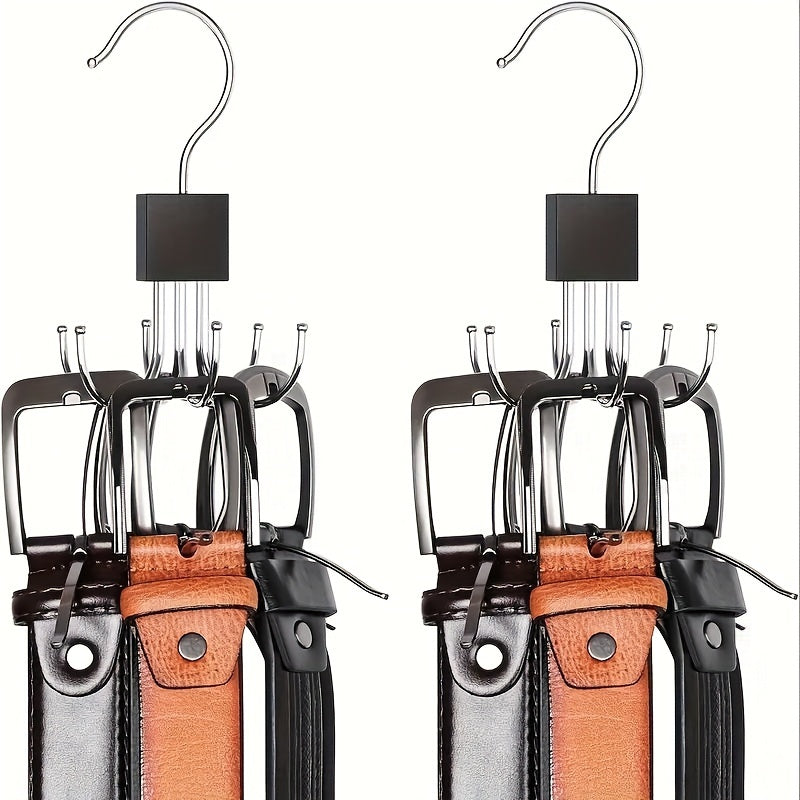 [Giratorio Acero Inoxidable Perchero 360°] Perchero Giratorio de Acero Inoxidable 360° - 1 pza Organizador Metálico Duradero para Cinturones, Bufandas, Corbatas con Múltiples Ganchos - Ahorra Espacio, Ideal para Armario, Hogar, Almacenamiento en Dormitor