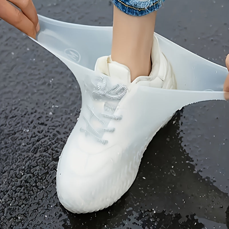 Un par de cubrezapatos de silicona - Impermeables y antilluvia, reutilizables y antideslizantes, aptos para hombres y mujeres, duraderos, elásticos y fáciles de limpiar