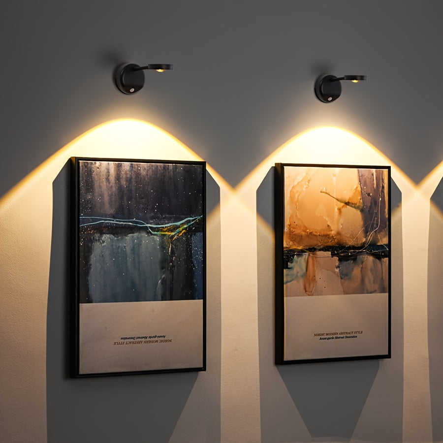 Lámpara decorativa de pared con sensor de movimiento, recargable por USB, 3 modos de color, brillo ajustable