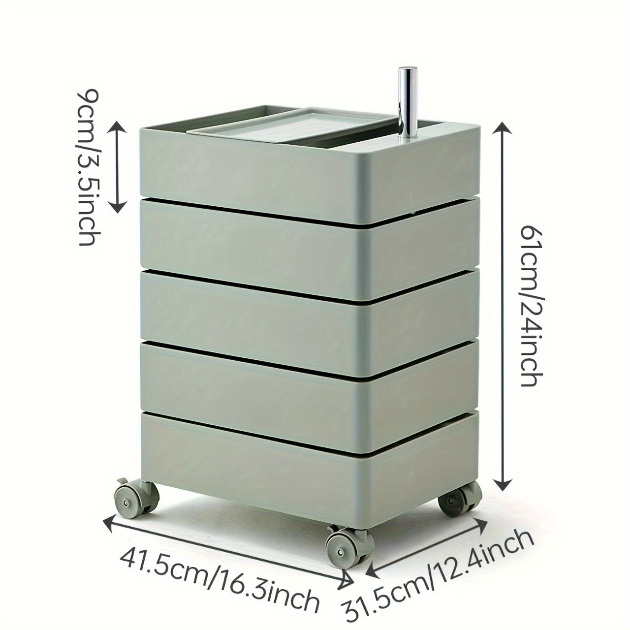 Carrito organizador rodante de 5 niveles con ruedas, estilo escandinavo - Organizador versátil sin necesidad de ensamblaje para oficina, sala o cocina | Plástico resistente al agua, diseño multifuncional, cajas de almacenamiento para organizar