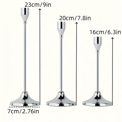 Juego de 3 Piezas de Candelabros Cónicos de Metal para Decoración de Fiestas Navideñas - Candelabro con Vela Cónica Adecuado para Bodas, Fiestas de Cumpleaños y Decoración de Mesas en Casa (Velas No Incluidas)