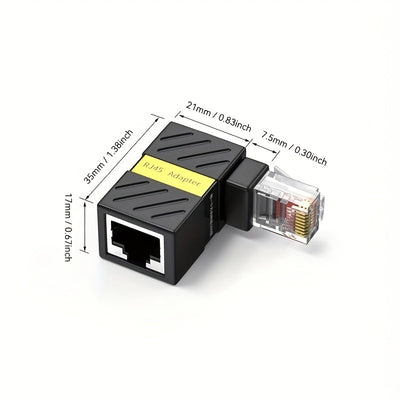 Conector de red RJ45 giratorio de 360° - Conector de ángulo recto de 90°, convertidor de macho a hembra, enchufe de red para portátiles, tabletas y más, puerto de parche de red Ethernet RJ45, accesorio para portátiles | Conector RJ45 | Acabado metálico,