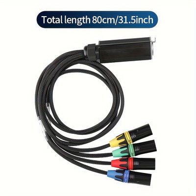 Extensor de Cable XLR de 4 Vías YYTCG - Amplificador de Señal para Micrófonos, Iluminación y Audio de Escenario, Sin Alimentación, 1pc