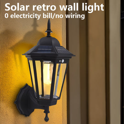 Luz solar para exterior con sensor de movimiento, estilo farol negro, decorativa para jardín, patio, caminos y áreas exteriores, panel solar eficiente incluido, luces solares para exteriores
