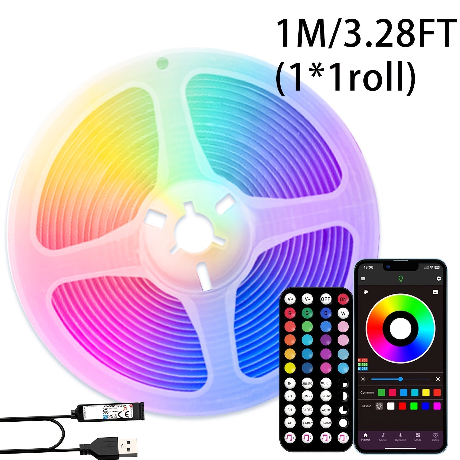 Tira de luces LED inteligente RGB NBBUFF de 91.44 a 3048.0 cm - Sincronización con música, control por app y remoto, cambio de color, regulable, función de temporizador, ideal para iluminación de escenarios, decoración interior y celebraciones, iluminaci