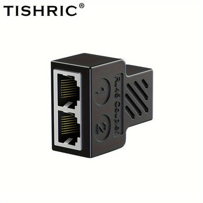 Divisor Ethernet Gigabit TISHRIC - Adaptador de Conector RJ45 de 1 a 2 Puertos, Acabado Mate, Hembra a Hembra