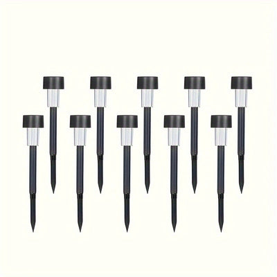 Juego de 10 luces solares para jardín, luces LED decorativas para exteriores, control inteligente de luz, montaje semiempotrado, plástico sin terminar, control con interruptor, accesorio desmontable, batería de níquel solar, para decoración de jardín, pa