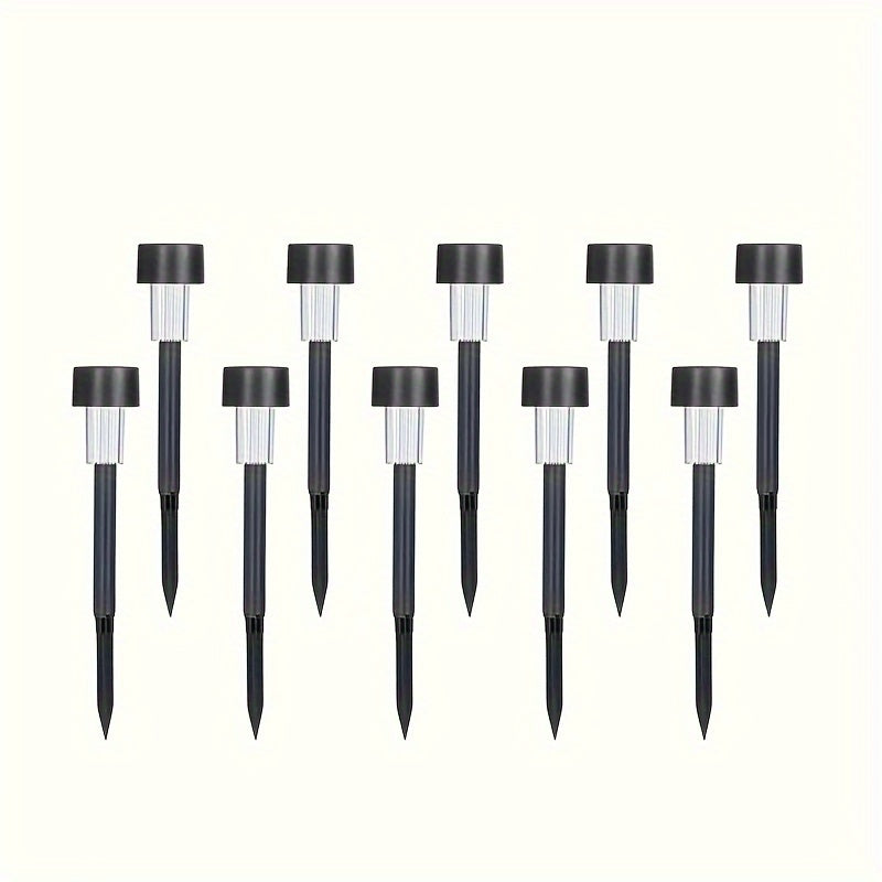 Juego de 10 luces solares para jardín, luces LED decorativas para exteriores, control inteligente de luz, montaje semiempotrado, plástico sin terminar, control con interruptor, accesorio desmontable, batería de níquel solar, para decoración de jardín, pa
