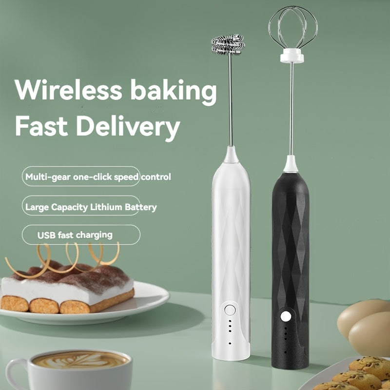1 pieza, batidor de huevos eléctrico, 3 velocidades, batidor de leche, portátil, con USB, batidora de mano, batidor de huevos de café, para cocina doméstica, accesorio, batidor de leche