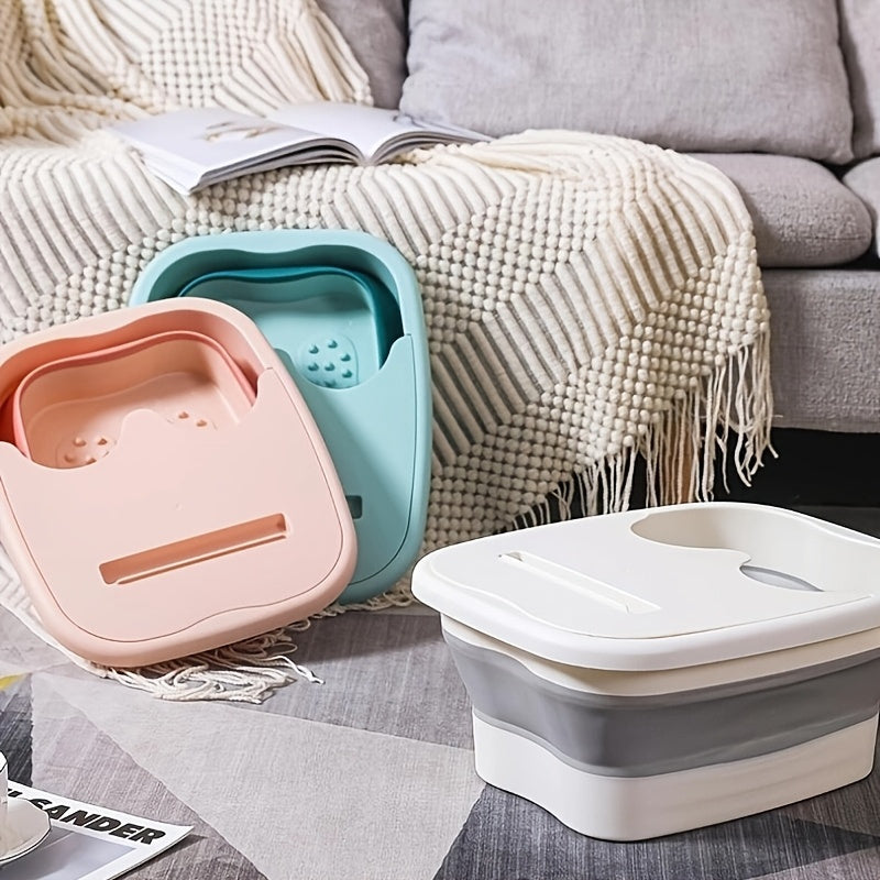 Baño de pies plegable - Sumergir los pies portátil sin electricidad con correas ajustables, material duradero PP y agujeros de ventilación para spa en casa, relajación, pedicura - Colores pastel (rosa, azul, verde, púrpura), sumergir los pies, sumergir l