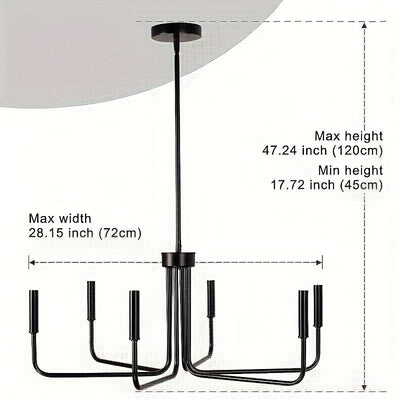 Lámpara de Techo Metálica Negra de 6 Luces Estilo Industrial Americano Sencillo y Renovado, Adecuada para Sala de Estar, Comedor, Dormitorio, Isla de Cocina, Luz Colgante Decorativa, Instalación Fácil, Estilo Versátil, Compatible con Cabeza de Lámpara E1