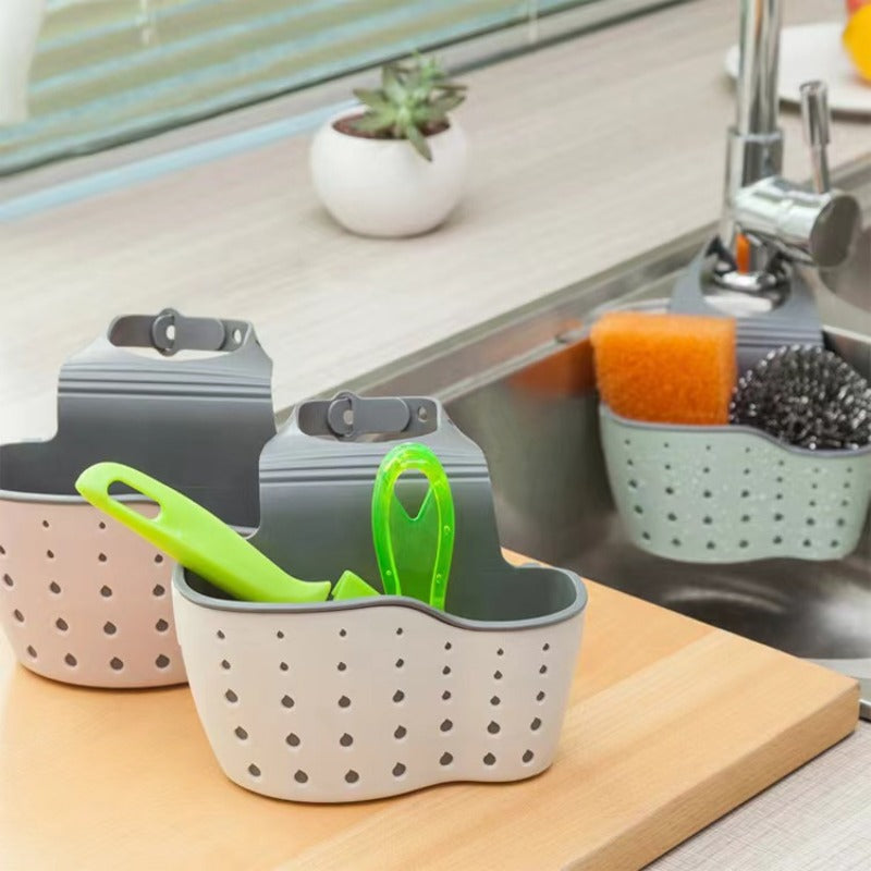 Conjunto de 2 piezas, Cesta para Desagüe de Fregadero de Cocina, Rejilla para Desagüe de Fregadero, Estante de Cocina, Rejilla Colgante Multifuncional para Desagüe, Rejilla Retráctil para Vajillas, Rejilla de Plástico para Fregadero, Canastas para Frutas