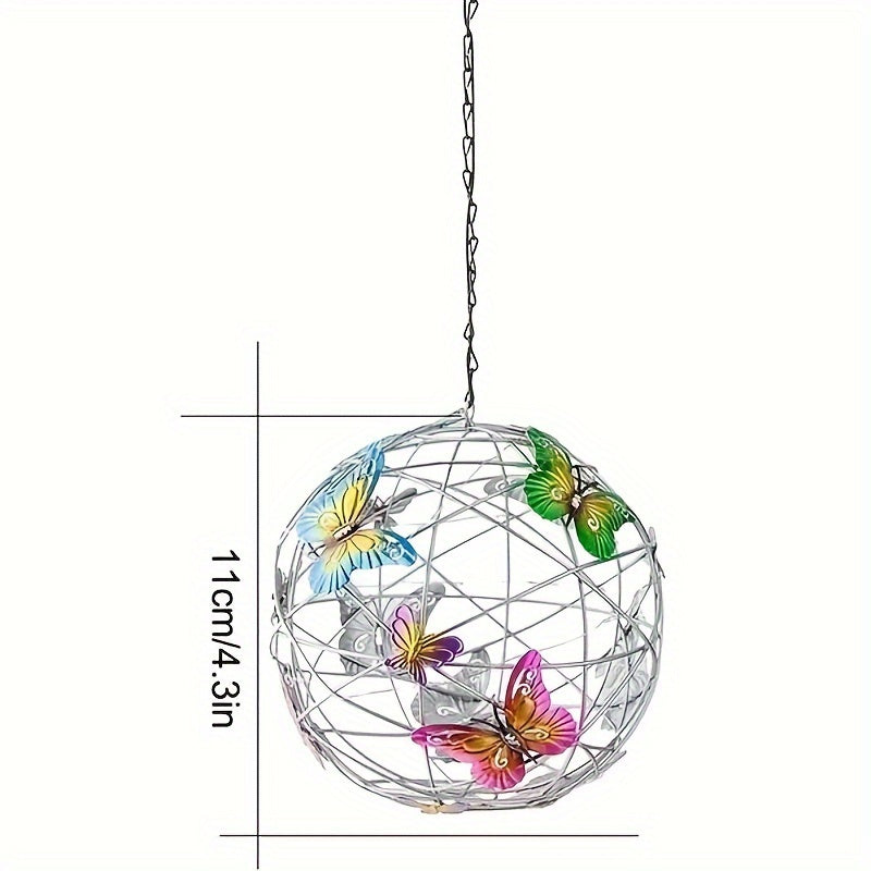 Colorida mariposa globo solar luz - luz impermeable de la atmósfera para festivales jardines y decoración al aire libre, luz solar colgante luz de camping linterna, diseño de mariposa multicolor, material de PVC, luces LED, energía solar, batería de níqu
