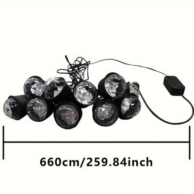 [Luces Mágicas LED de Discoteca] Luces de Discoteca Mágicas LED Alimentadas por USB - 1 ud, 11 Modos, Polímeros de Alto Índice de Refracción, Acabado Metálico Pulido - Para Cumpleaños, Carnaval, Navidad, Fiesta de Año Nuevo Ambiente