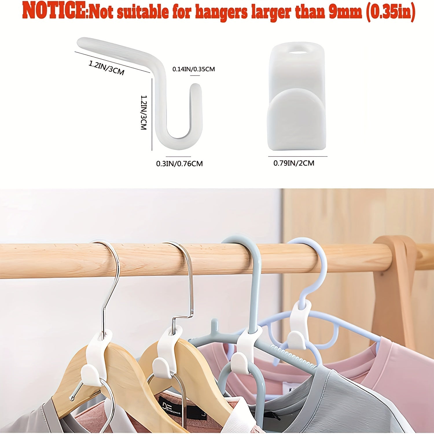50 piezas de ganchos conectores para colgar ropa, resistentes y duraderos, ahorradores de espacio para organizar ropa en clóset, armario, hogar, residencia estudiantil, esencial para la universidad