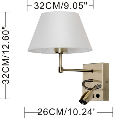 Linterna de Pared Minimalista Moderna con Pantalla de Tela para Mesita de Noche