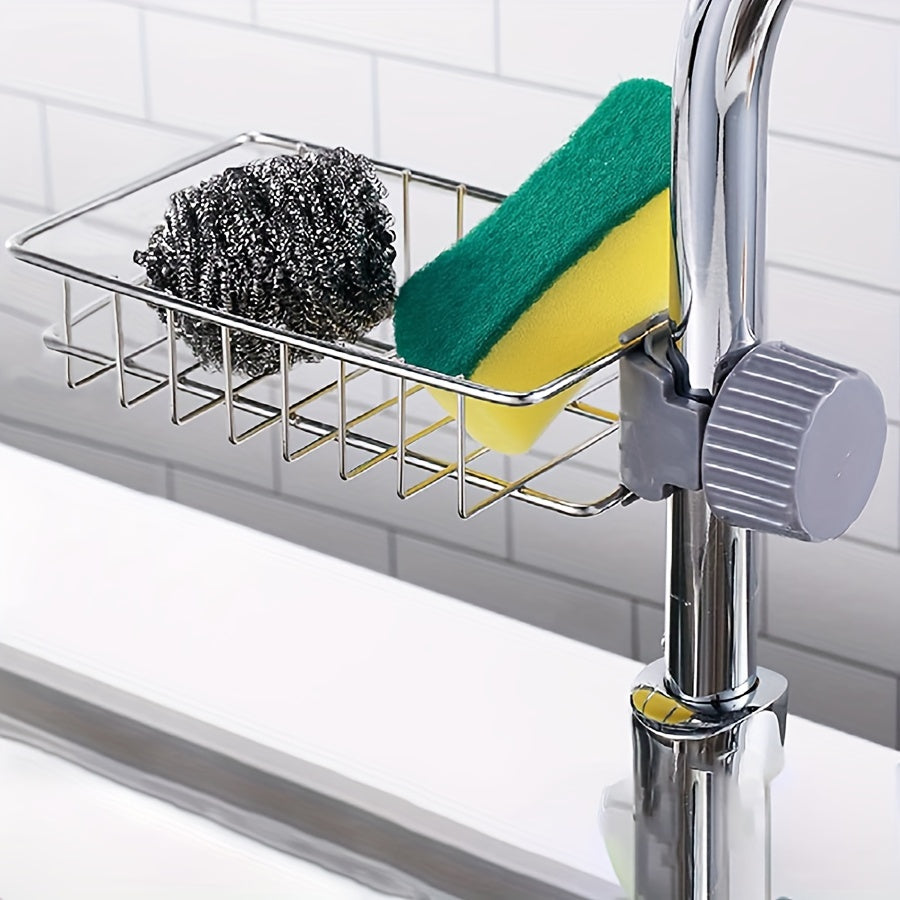 Organizador de esponjas para grifo de cocina, jabonera y porta cepillos de acero inoxidable, ideal para baño o cocina