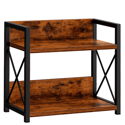 Organizador de Encimera de Madera Reciclada de 2 Niveles con Soportes en Forma de X - Estante Rústico Marrón para Especias y Café, Decoración Hogareña Ahorradora de Espacio