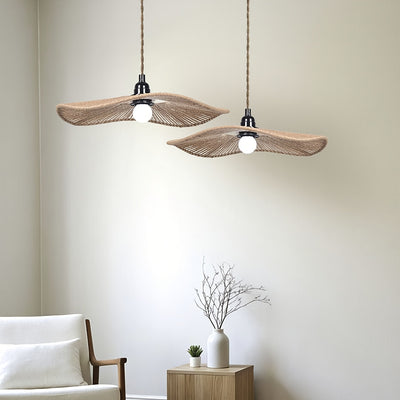 Linterna Colgante Rústica Tejida con Diseño de Sombrero de Paja Natural - Iluminación Artística Retro para Restaurantes, Bares y Decoración de Salones Zen o Alojamientos, Sin Necesidad de Electricidad