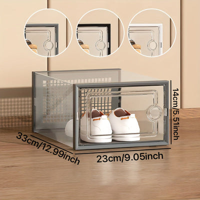 12 piezas de Cajas de Almacenamiento Plásticas Estilo Clásico con Tapa, Organizadores Apilables, Armario para Zapatos Transparente, Adecuado para el Hogar, Vitrina de Armario, Contenedores de Organización Doméstica y Cajas para Botas y Zapatos, Verano, T