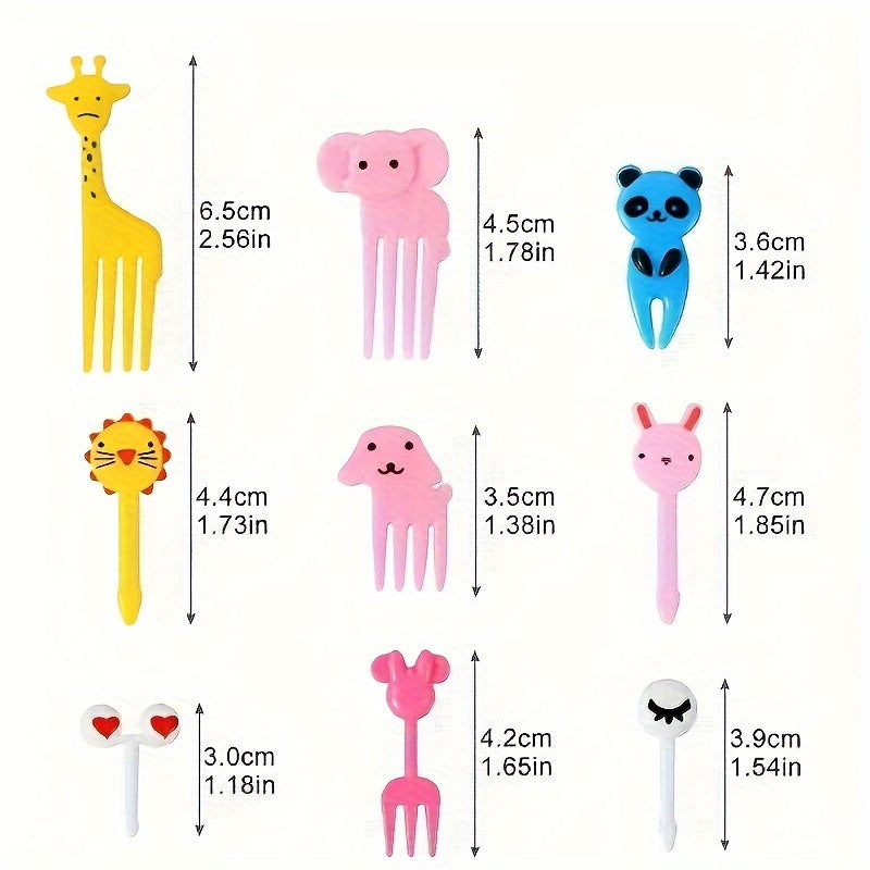 30 tenedores de fruta con diseño de animales, tenedores para postres, tenedores pequeños de plástico para cocina, restaurante, picnic, camping o fiestas, accesorios para lonchera, vajilla
