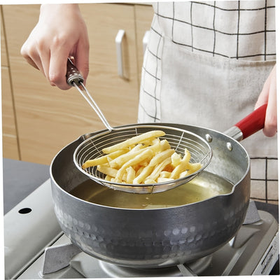 1pc Cesta Coladora de Acero Inoxidable con Mango Reforzado y Doble Gancho para Freír, Adecuada para Restaurante y Uso Doméstico
