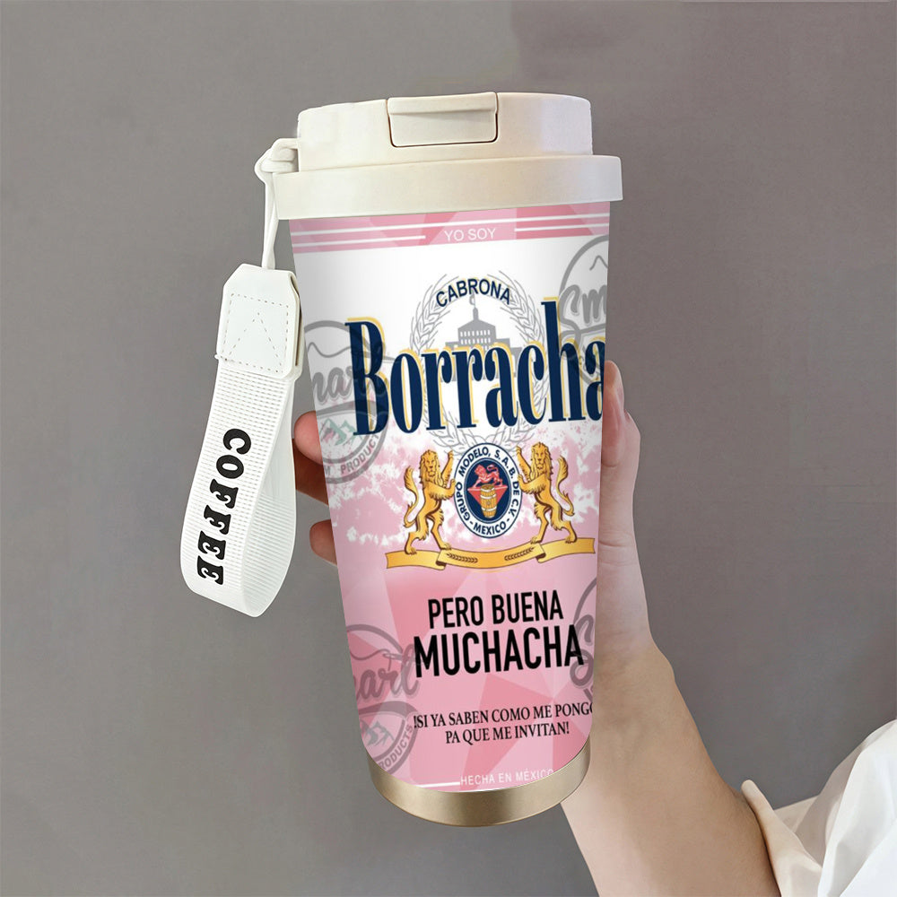 Taza térmica de acero inoxidable de 18 oz (1 pieza) con tapa, doble pared al vacío, antiderrames, con asa, ideal para viajes, reutilizable, regalo perfecto para el Día de la Madre, Día del Padre, graduación y todas las estaciones