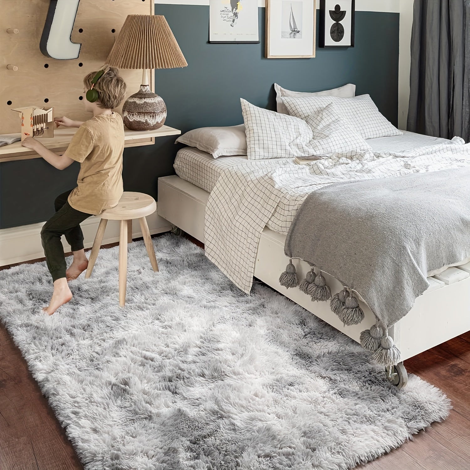 Alfombra Suave de Estilo Nórdico con Teñido Anudado - Perfecta para Sala de Estar, Dormitorio y Decoración de Mesa de Café | Solo Limpieza en Seco