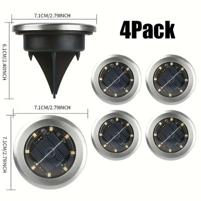 FACHOI 12/8/4 piezas luces solares para exterior, luces LED cálidas para jardín, terraza o camino, base de acero inoxidable, resistentes y duraderas