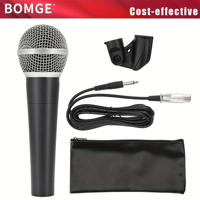 Micrófono inalámbrico Bomge SM58 profesional de metal con forma de corazón, dinámico y acústico, para uso en vivo, adecuado para actuaciones en escena, grabación de DJ, actuaciones vocales y transmisión en vivo, con conectores XLR de 3 metros y 6,35 mm.